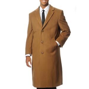 Pronto Moda Men’s 'HARVARD’ Camel Cashmere Long Top Over Coat 42 L Preppy Career